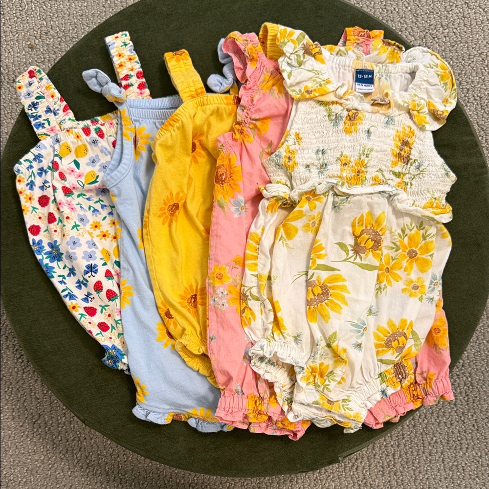 5 Floral Baby Rompers